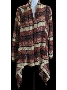 Curve Revolution Striped Open Cardigan Earth Tone Flyaway Boho Fall